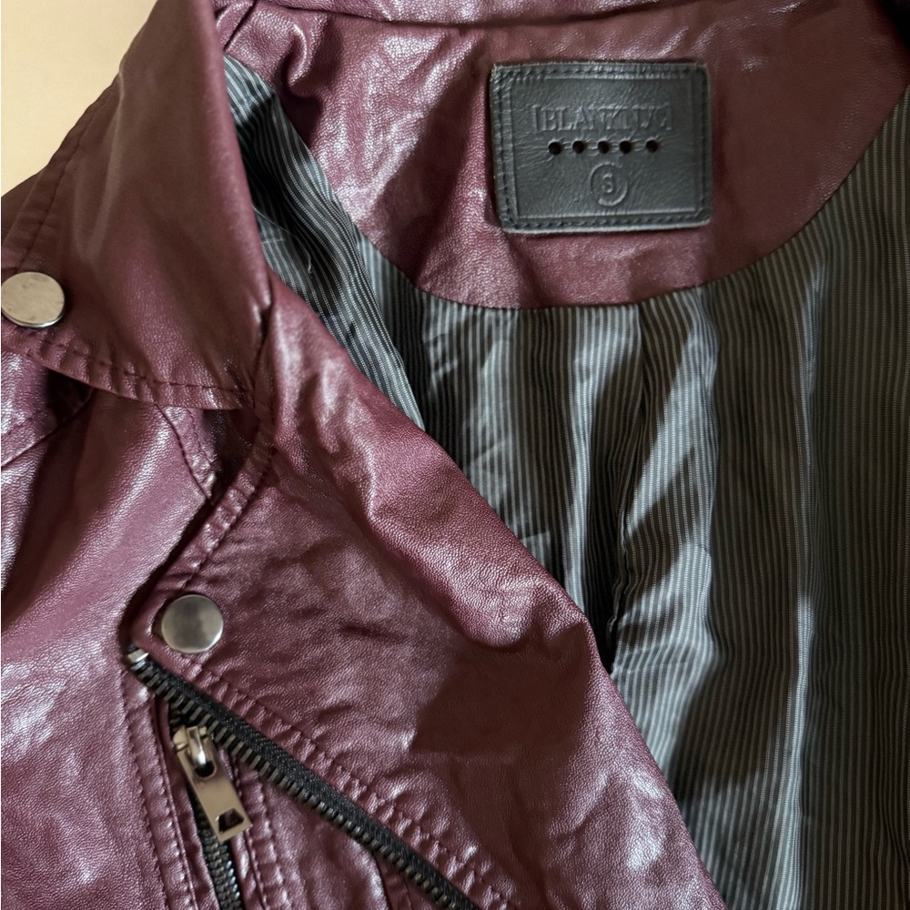 Blank NYC Red Leather Motorcycle Jacket with Quilted Shoulders - Picture 5 of 6